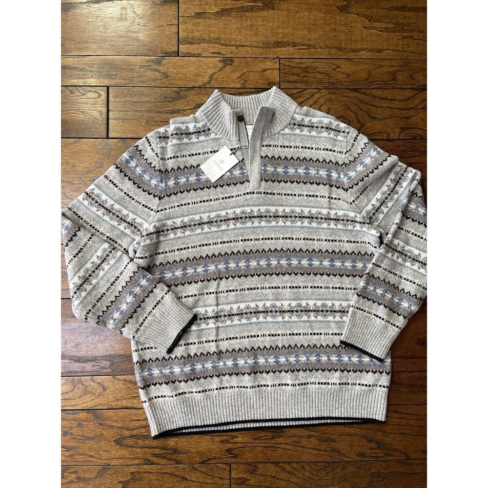 New Men’s aspen sweater Ski Size XXL Gray  1/4 Zip  Weight J52
